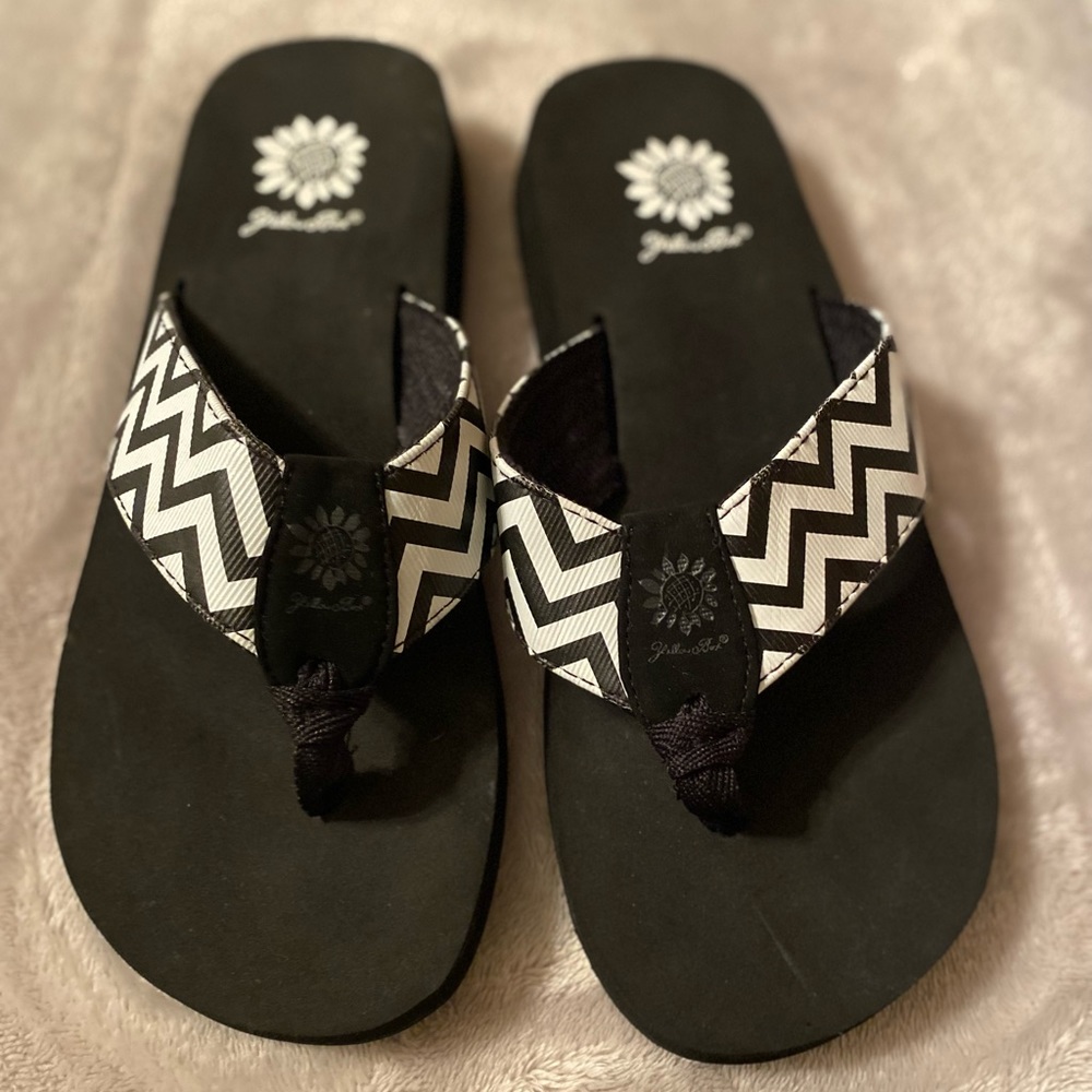 Yellow Box flip flops